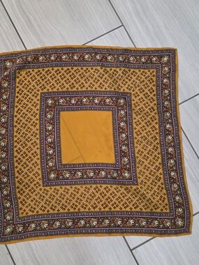 Echo Yellow and Maroon Floral Bandana Scarf